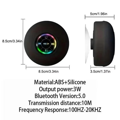 RGB LED Bluetooth Speaker with Suction Cup Waterproof Wireless Speaker for Shower Pool Party Portable Outdoor Travel Speaker