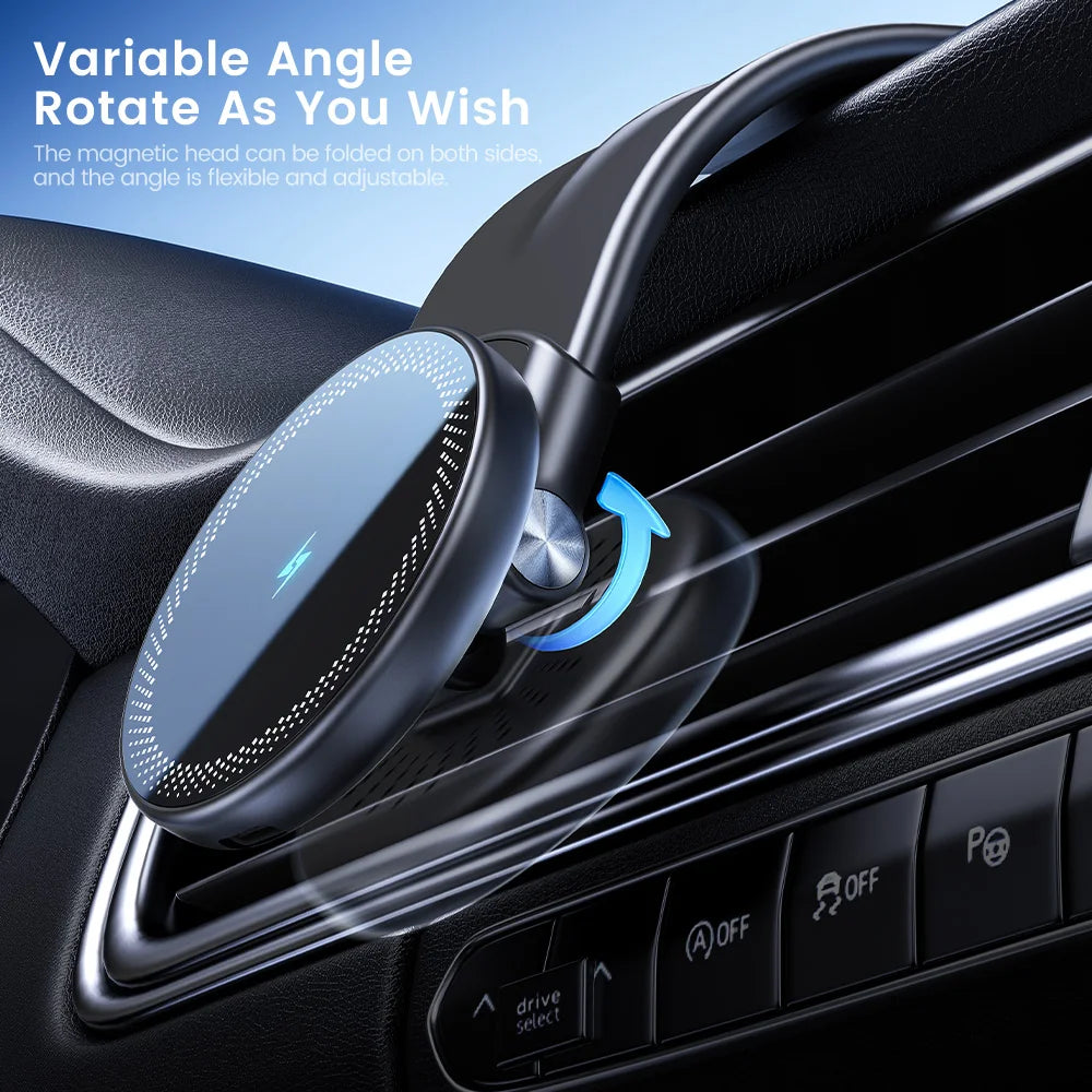 15W Wireless Car Charger Bendable Magnetic Car Phone Holder for Macsafe for Iphone 15 14 13 Pro Max Phone Holder in Car