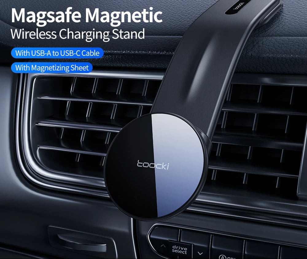 15W Wireless Car Charger Bendable Magnetic Car Phone Holder for Macsafe for Iphone 15 14 13 Pro Max Phone Holder in Car