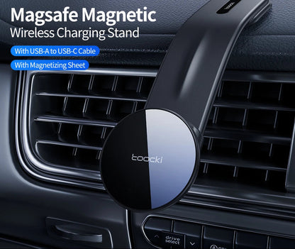15W Wireless Car Charger Bendable Magnetic Car Phone Holder for Macsafe for Iphone 15 14 13 Pro Max Phone Holder in Car