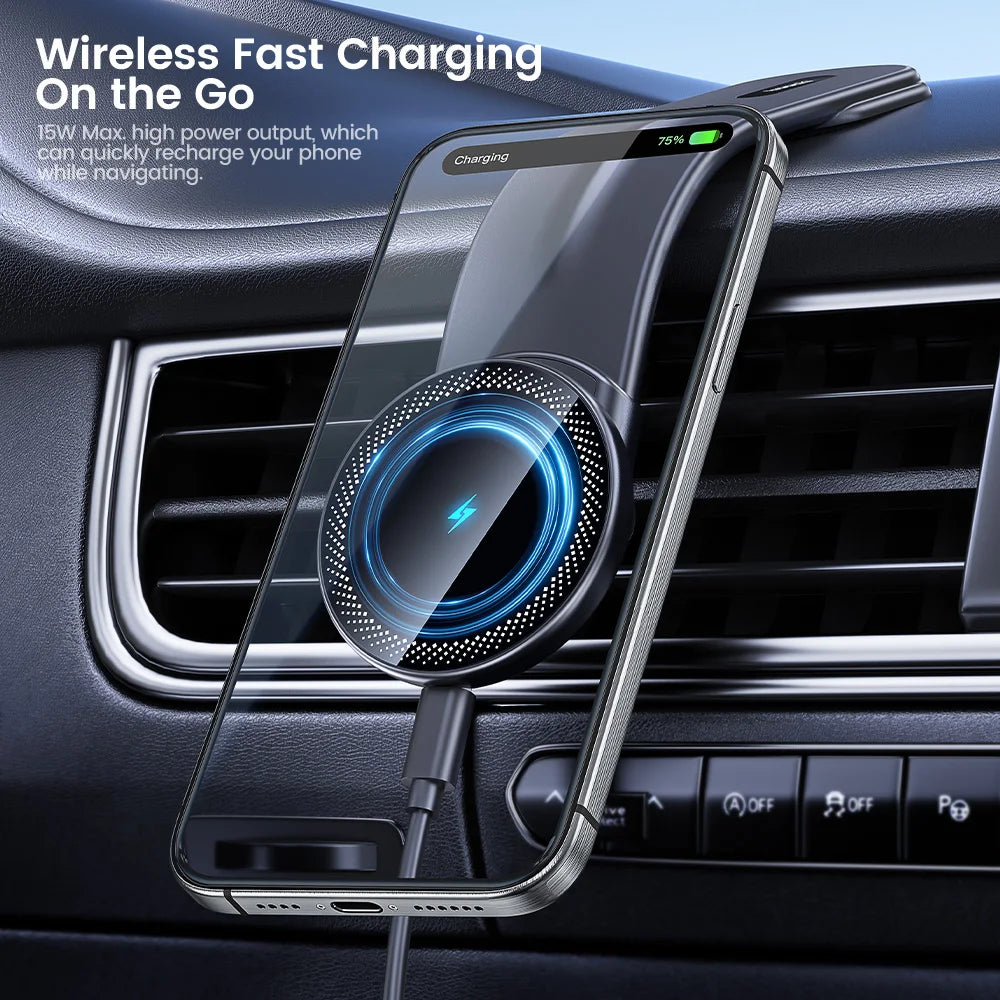 15W Wireless Car Charger Bendable Magnetic Car Phone Holder for Macsafe for Iphone 15 14 13 Pro Max Phone Holder in Car