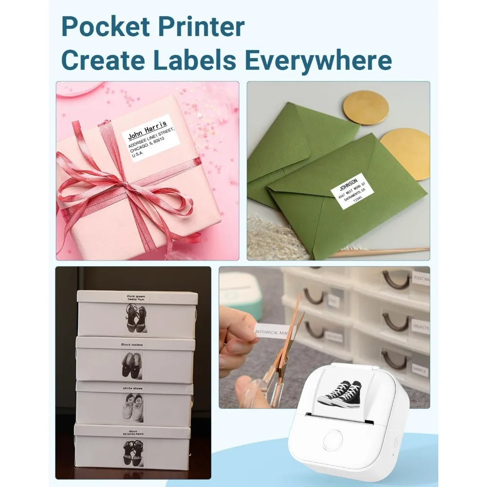 Phomemo T02 Wireless Pocket Thermal Printer Portable Mini Wirelessly BT Connect 203Dpi Photo Label Memo List Printing Clearly