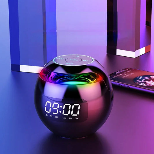 Roundnes Clock Bluetooth Speaker FM Radio Sound Box Dual Wecker Subwoofer Musik-Player TF Karte Lautsprecher Wireless Mini Sound