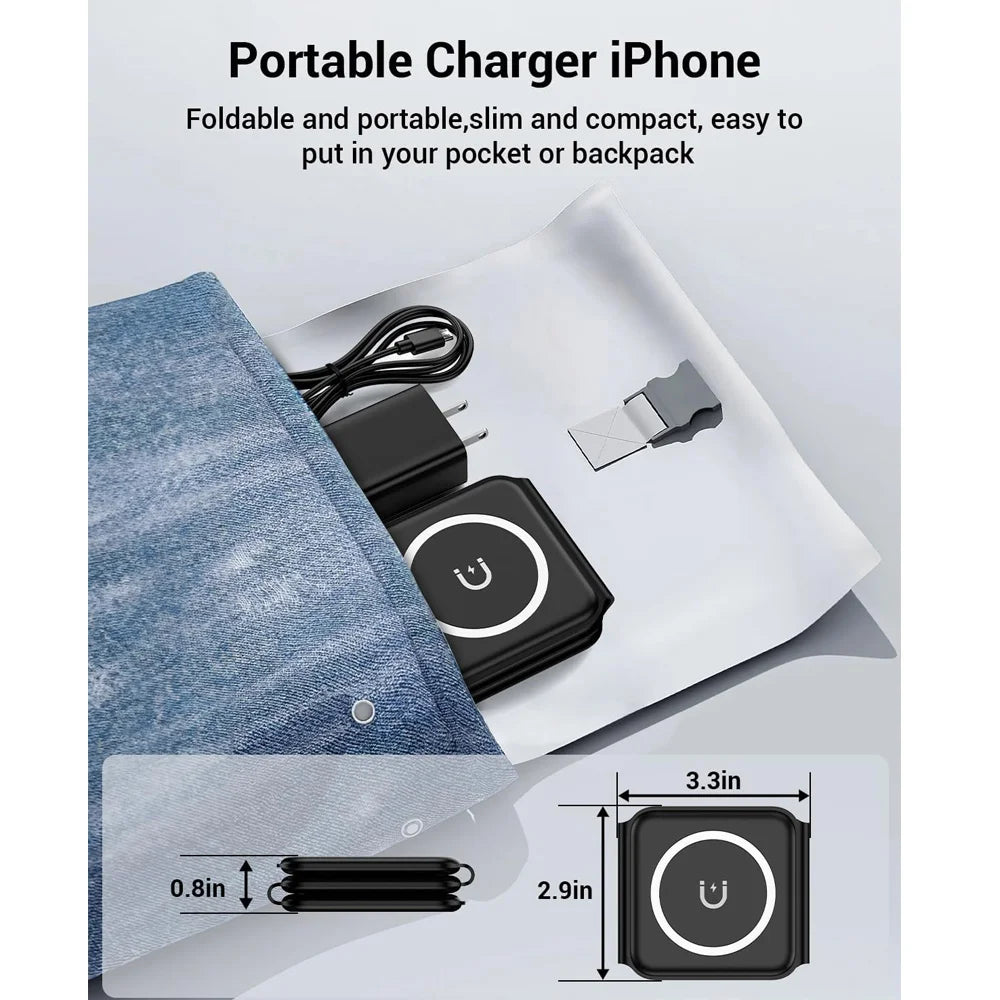 30W 3 in 1 Magnetic Wireless Charger Pad Stand for Iphone 14 13 15 Pro Max 8 Airpods Iwatch Fast Wireless Charging Dock Station