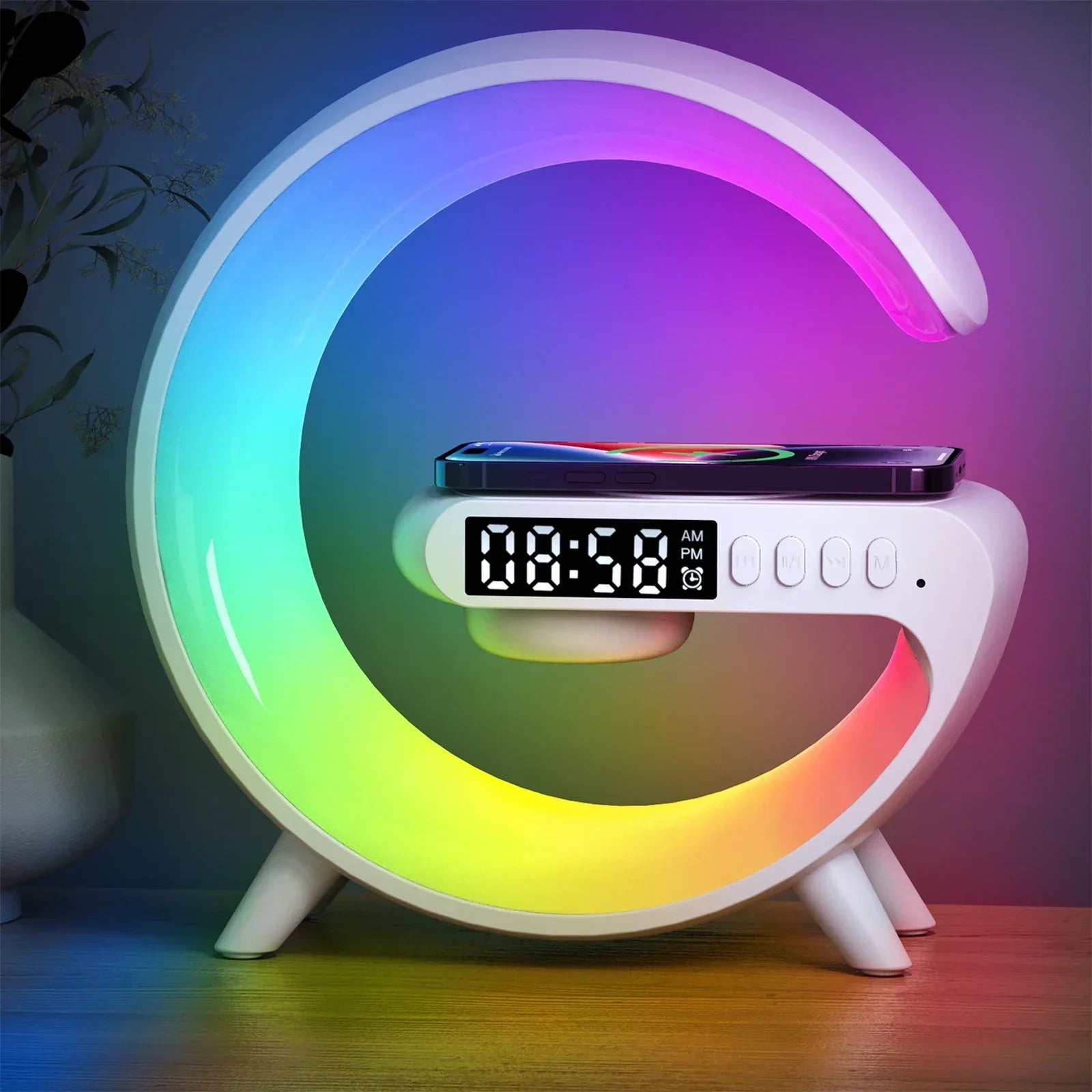 G Shape Lamp with Speaker Clock