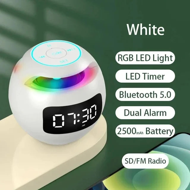 Roundnes Clock Bluetooth Speaker FM Radio Sound Box Dual Wecker Subwoofer Musik-Player TF Karte Lautsprecher Wireless Mini Sound