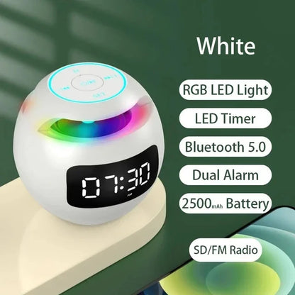 Roundnes Clock Bluetooth Speaker FM Radio Sound Box Dual Wecker Subwoofer Musik-Player TF Karte Lautsprecher Wireless Mini Sound