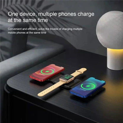 30W 3 in 1 Magnetic Wireless Charger Pad Stand for Iphone 14 13 15 Pro Max 8 Airpods Iwatch Fast Wireless Charging Dock Station