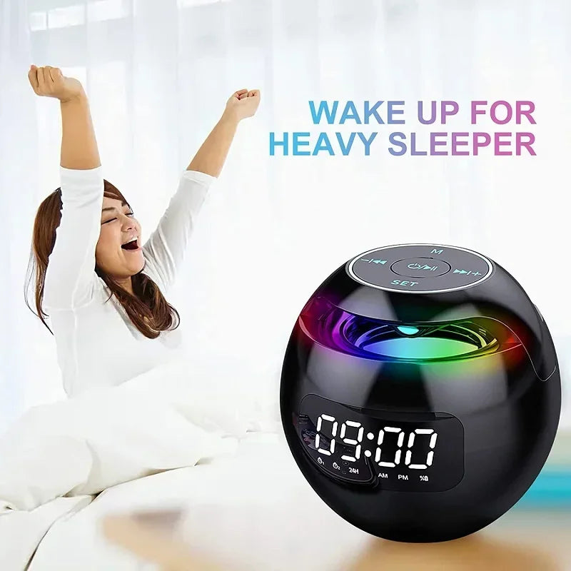Roundnes Clock Bluetooth Speaker FM Radio Sound Box Dual Wecker Subwoofer Musik-Player TF Karte Lautsprecher Wireless Mini Sound