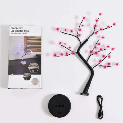 Home Decoration Usb/Battery Powered Touch Switch Warm White Artificial Bonsai Cherry Blossom Desktop Tree LED Lamp Light