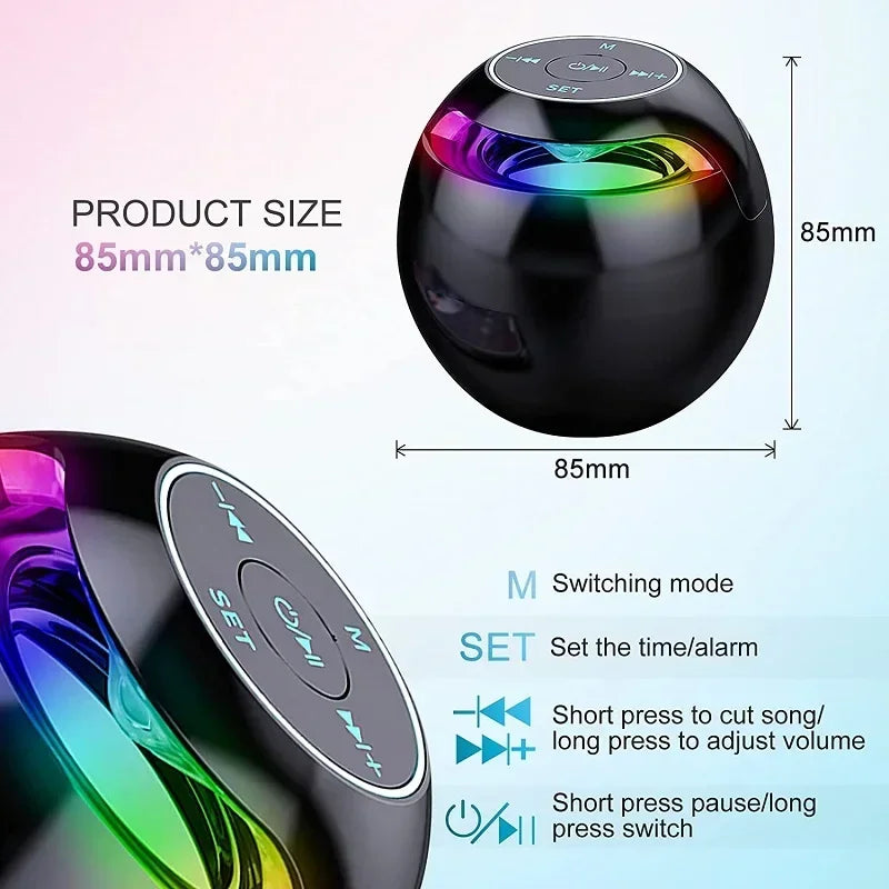 Roundnes Clock Bluetooth Speaker FM Radio Sound Box Dual Wecker Subwoofer Musik-Player TF Karte Lautsprecher Wireless Mini Sound