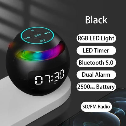 Roundnes Clock Bluetooth Speaker FM Radio Sound Box Dual Wecker Subwoofer Musik-Player TF Karte Lautsprecher Wireless Mini Sound