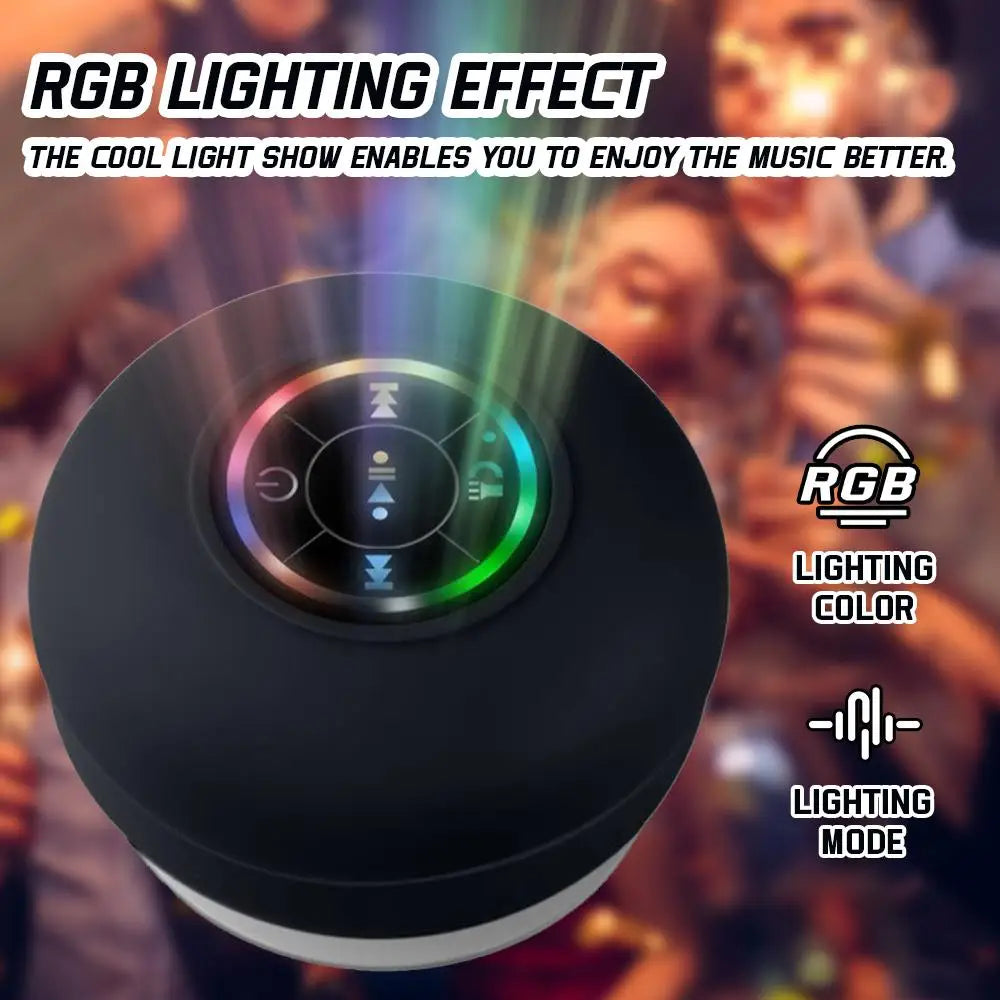 RGB LED Bluetooth Speaker with Suction Cup Waterproof Wireless Speaker for Shower Pool Party Portable Outdoor Travel Speaker