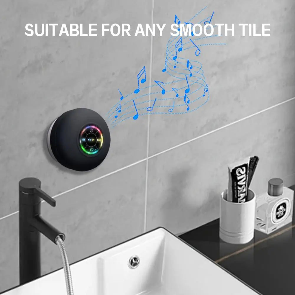 RGB LED Bluetooth Speaker with Suction Cup Waterproof Wireless Speaker for Shower Pool Party Portable Outdoor Travel Speaker